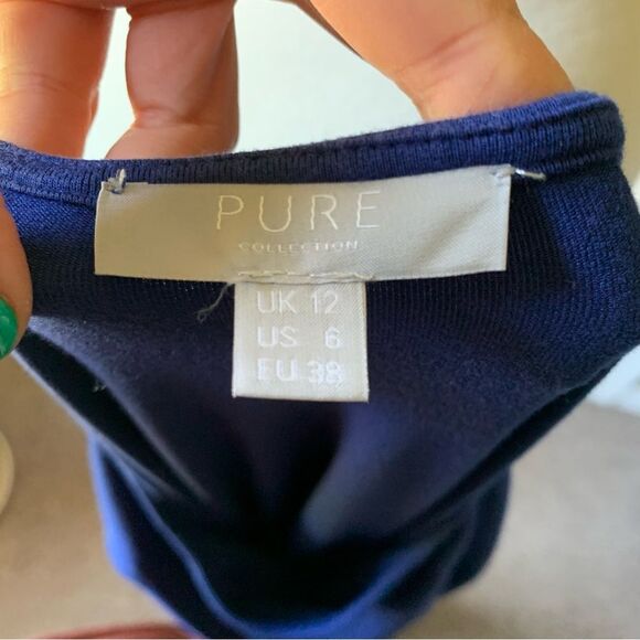 PURE Collection Blue Short Sleeve Ruched Mini Dress - Medium - Picture 7 of 9